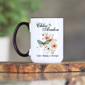 CHLOE' AVALON 15 oz SIGNATURE MUG — White Ceramic with Butterfly Floral Design
