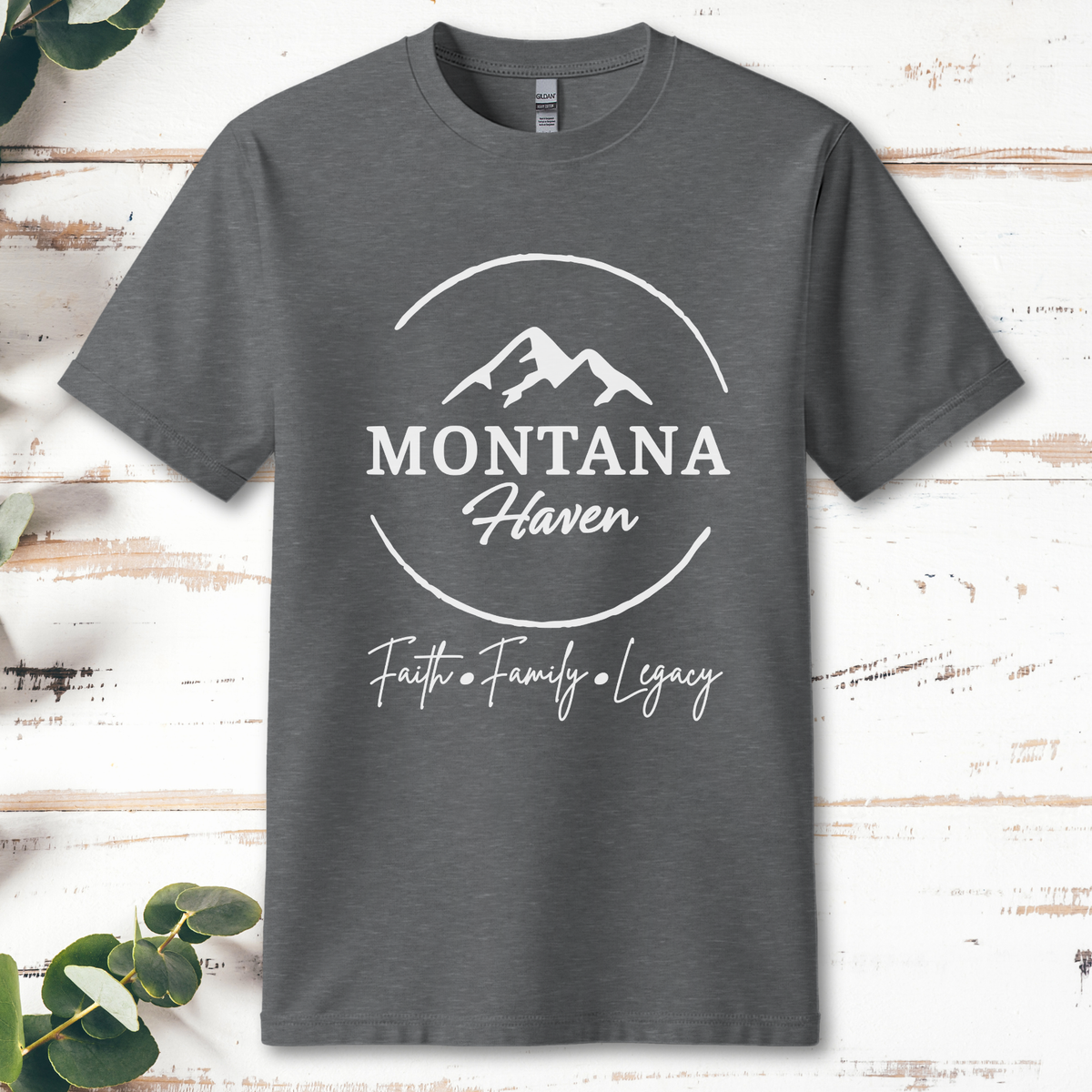 Montana Haven Logo Tee — Graphite Heather