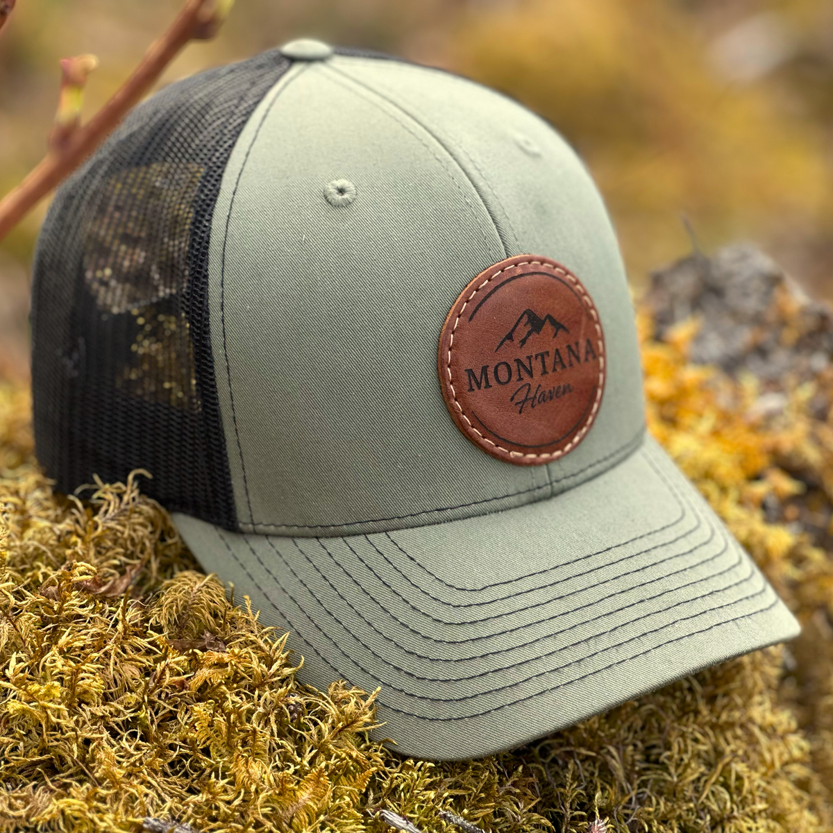 MONTANA HAVEN LEATHER PATCH HAT — Green