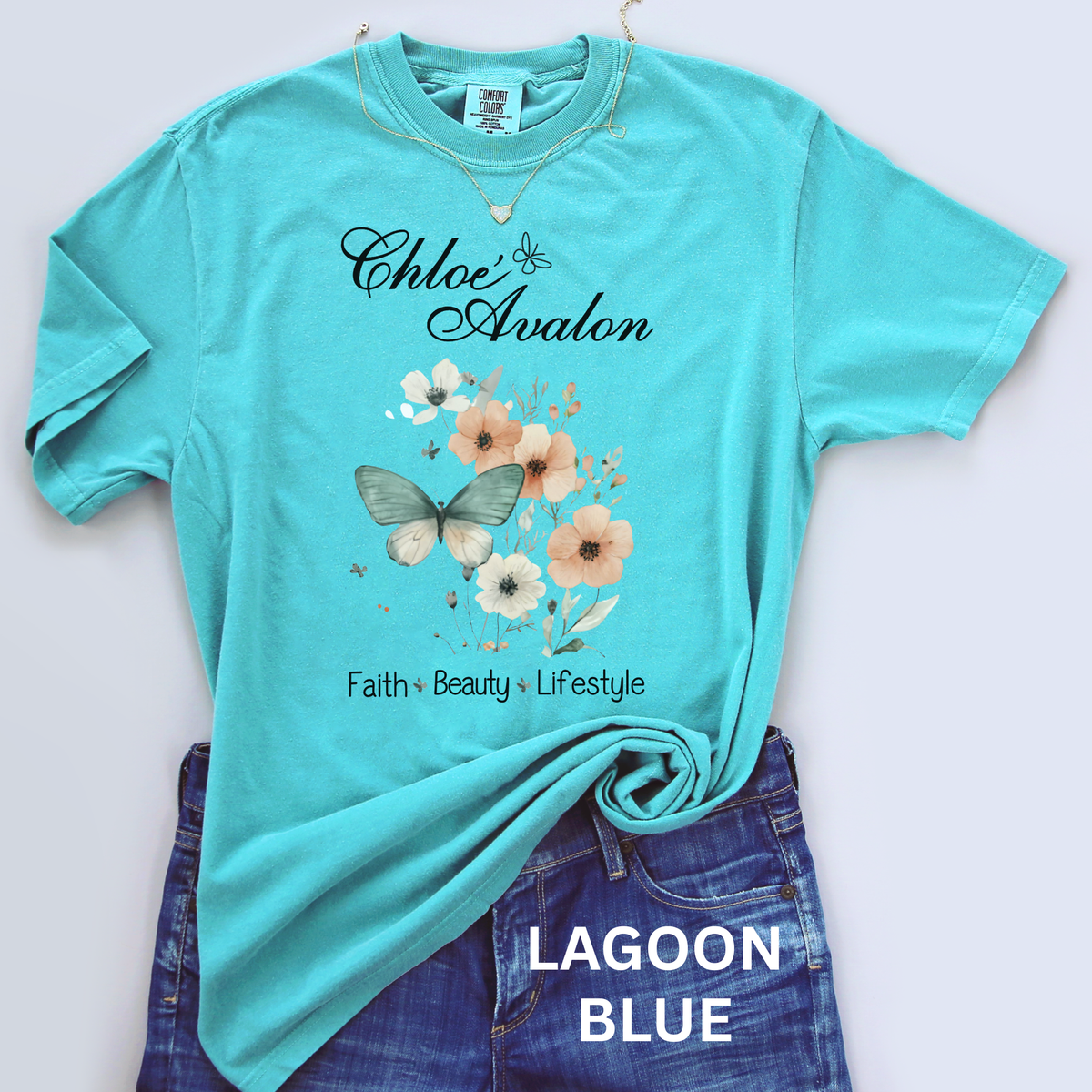 Chloé Avalon Logo Tee — Lagoon Blue