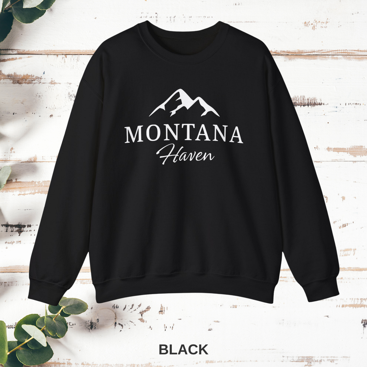 Montana Haven Logo Crewneck Sweatshirt — Black