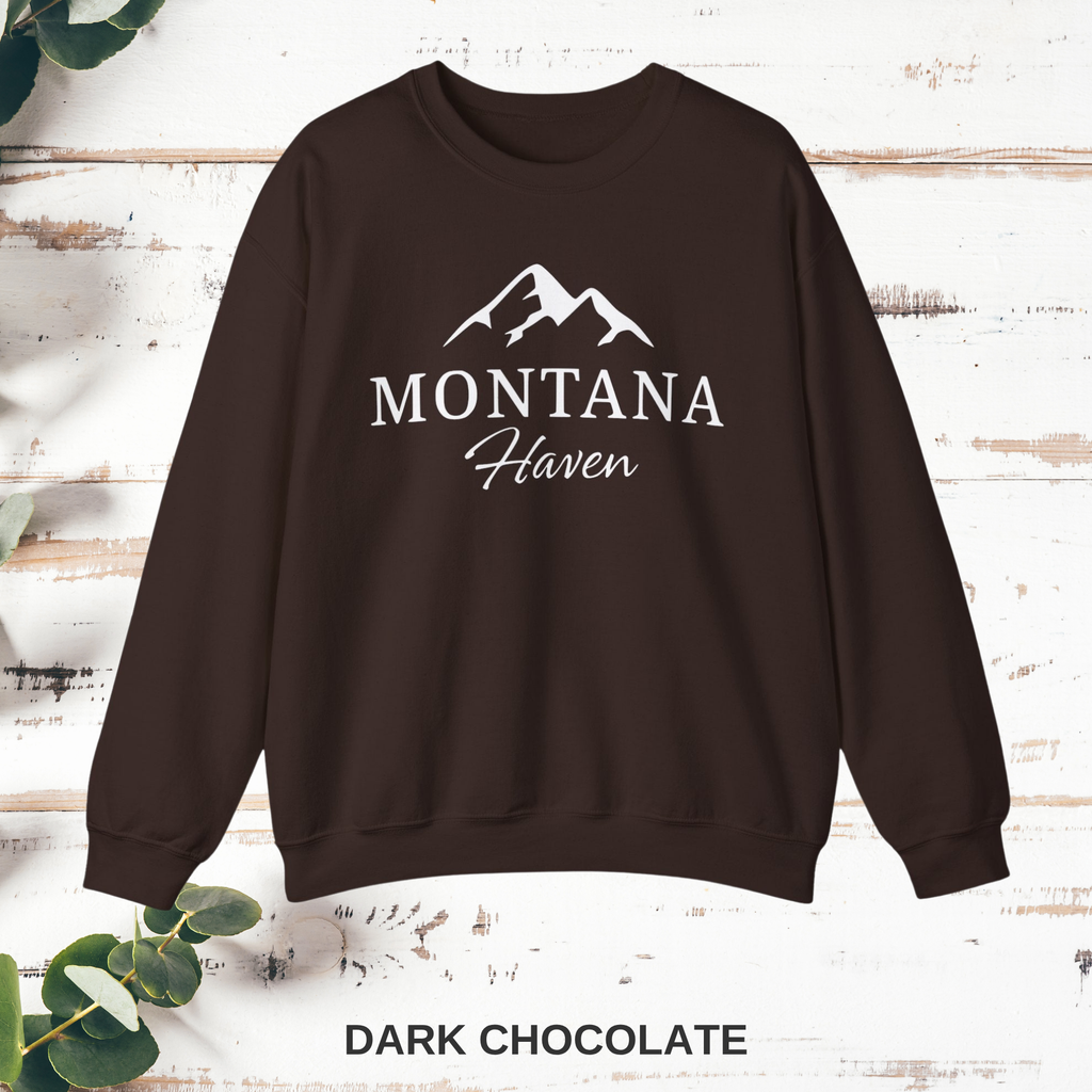 Montana Haven Logo Crewneck Sweatshirt — Dark Chocolate