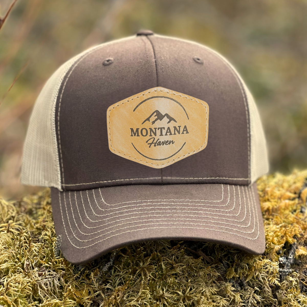 MONTANA HAVEN LEATHER PATCH HAT — Brown
